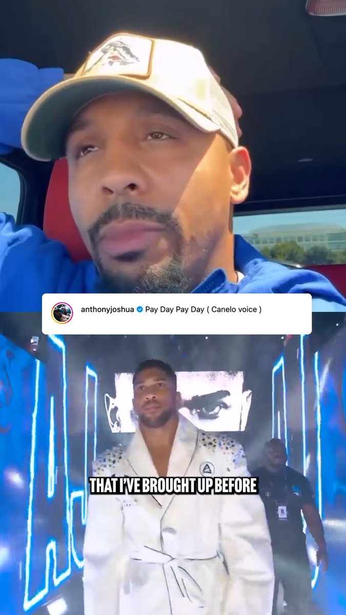 “Pay day, Pay day (Canelo voice)” 🗣️ Anthony Joshua gives a response to Andre Ward’s callout that stated Joshua is a name that could get him to come out of retirement 👀