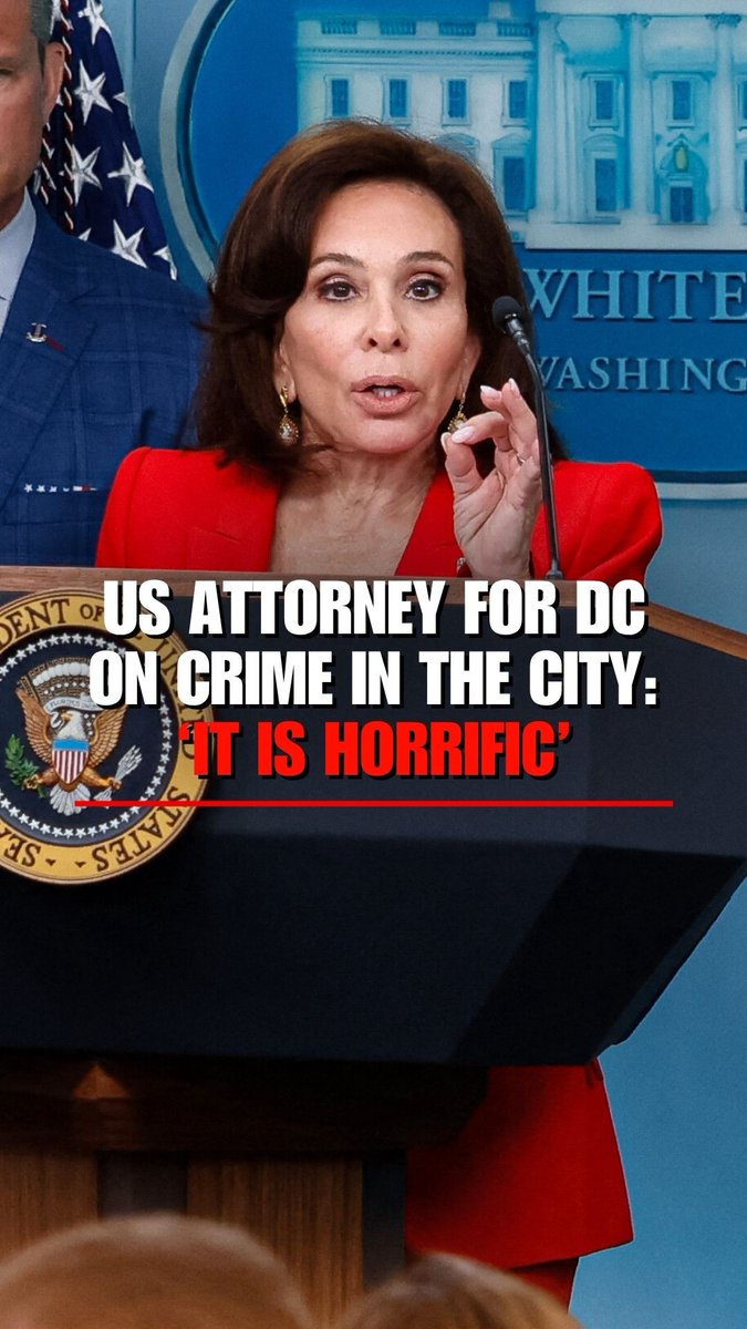 U.S. Attorney for D.C. Jeanine Pirro Pirro reacts to President Trump’s crackdown on crime in the nation’s capital on Sean Hannity 🇺🇸.