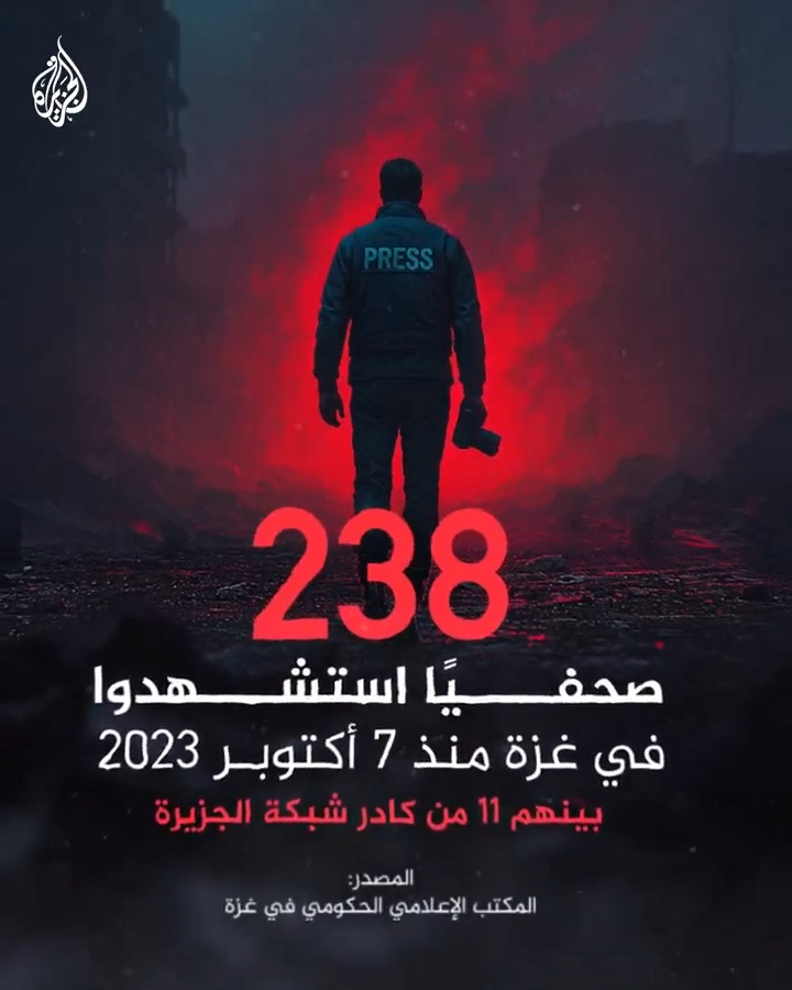 إسرائيل قتلت 237 صحفيًا منذ بدء الإبادة الجماعية في قطاع غزة #حرب_غزة