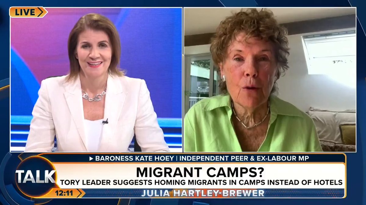 Independent Peer and ex-Labour MP Baroness Hoey questions why PM Keir Starmer has not been to visit migrant hotel protesters in Epping. "You would think he would try to show he understood the concern - but he's too concerned with being a world statesman!" Julia Hartley-Brewer