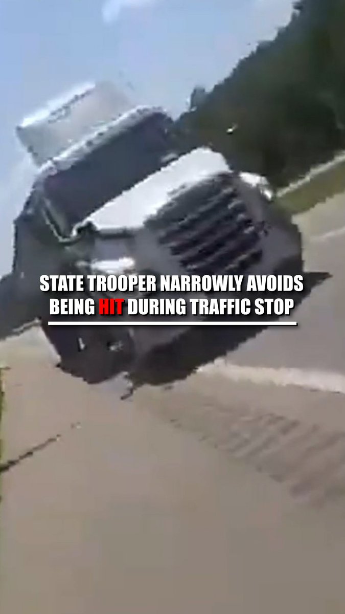 CLOSE CALL: An Ohio state trooper narrowly escaped injury during a traffic stop, after a speeding semi-truck struck a vehicle that was pulled over onto the side of the highway.