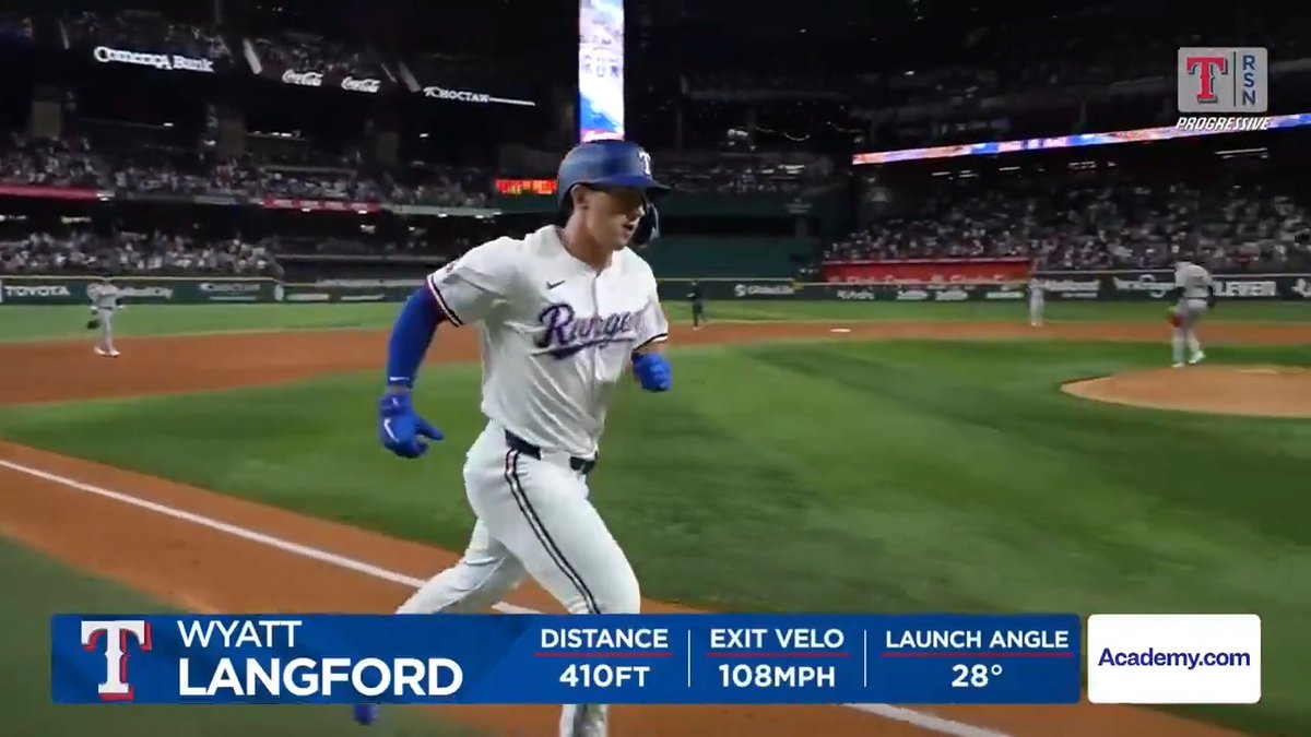 Wyatt Langford with his 16th home run of the season. While it hasn't been a great sophomore season, Langford has a 650 PA pace of 75 R, 25 HR, 74 RBI, and 23 SB. I'm still very much a believer that he's going to be a fantasy stud long-term.