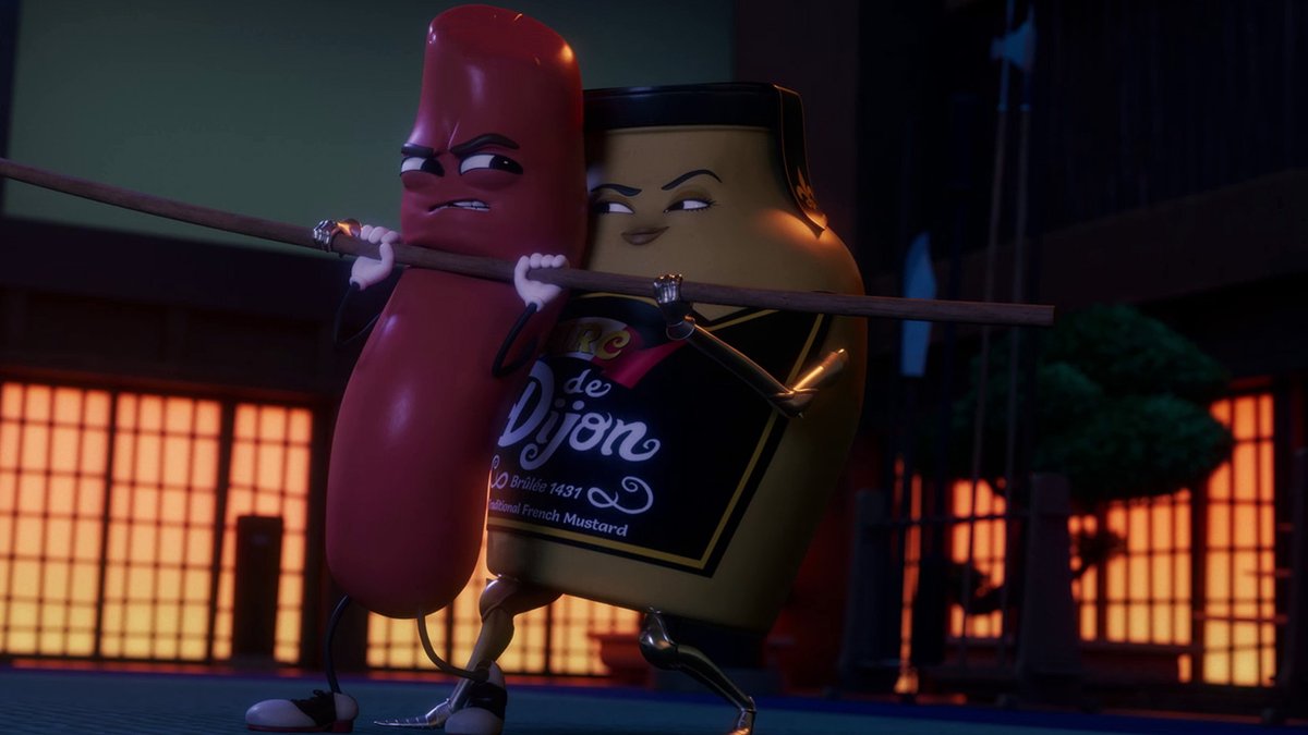 Michael Cera's Barry battles Marion Cotillard's Dijon in this silly exclusive clip from Sausage Party: Foodtopia, Season 2: