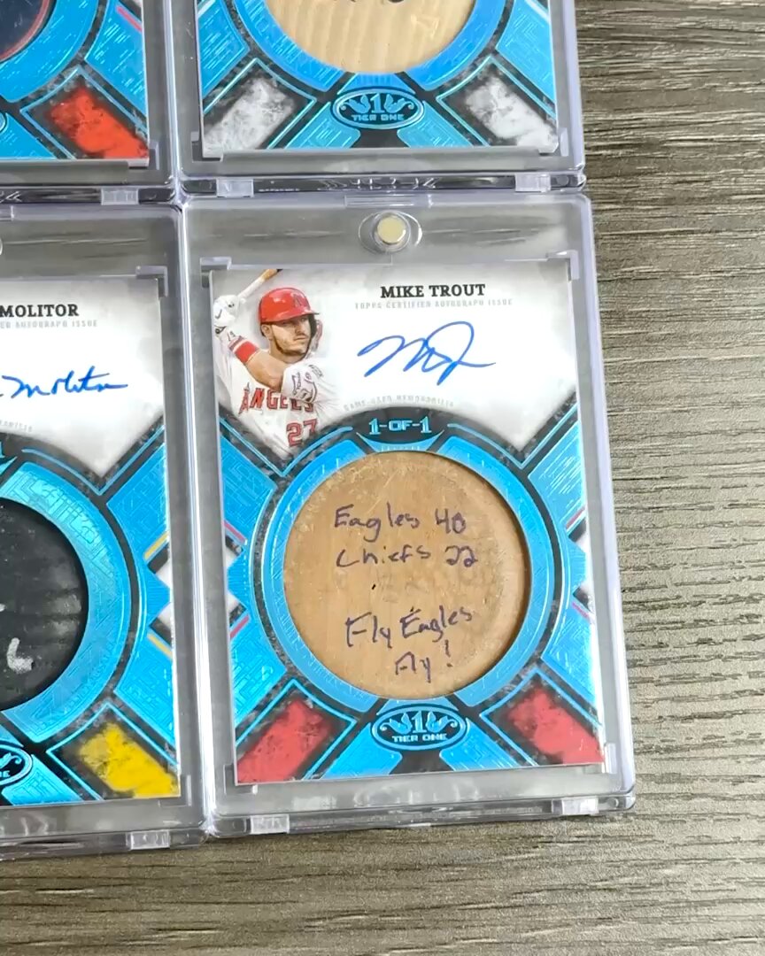These game-used bat knobs went into 1/1 trading cards… 2025 Tier One pre-order coming soon ⏳