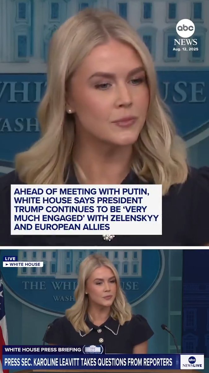 Ahead of Friday's meeting with Russian Pres. Putin in Alaska, White House press sec. Karoline Leavitt told ABC News' Rachel Scott the Trump administration continues to be "very much engaged" with Ukrainian Pres. Zelenskyy and European allies.