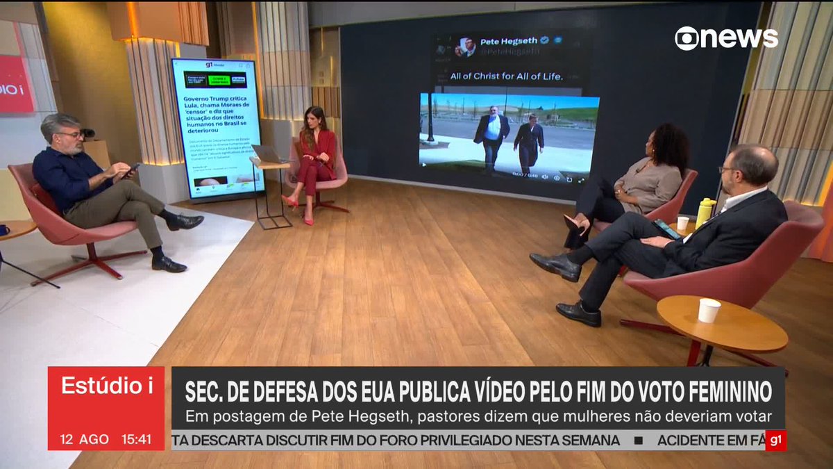 Secretário de Defesa dos Estados Unidos publica vídeo pelo fim do voto feminino. #Estúdioi ➡ Assista à #GloboNews: