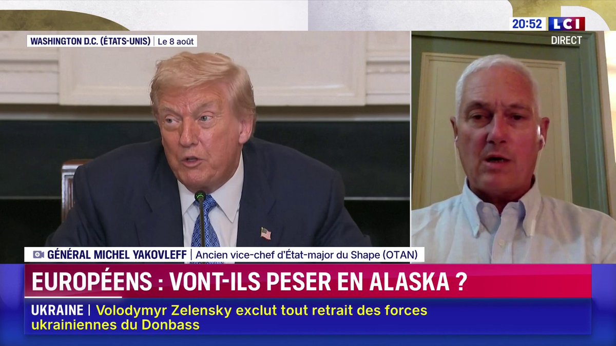🗣️ "Soit" Donald Trump "agit comme un agent de Poutine, soit il se fait manipuler par Poutine" dit le général Michel Yakovleff ▶️ Darius Rochebin