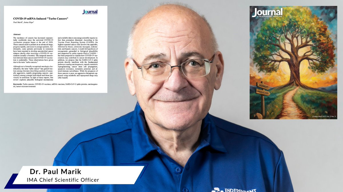 "We may be facing a tsunami of uncontrolled cancer due to the [COVID-19 mRNA] vaccine." - Dr. Paul Marik New peer-reviewed research by drpaulmarik and Dr. Justus Hope suggests a potential connection between COVID-19 mRNA vaccines and the emergence of aggressive, fast-growing cancers—commonly referred to as "turbo cancer." The study outlines five biological mechanisms that may contribute to this phenomenon and emphasizes the need for immediate, independent scientific review. 1/4