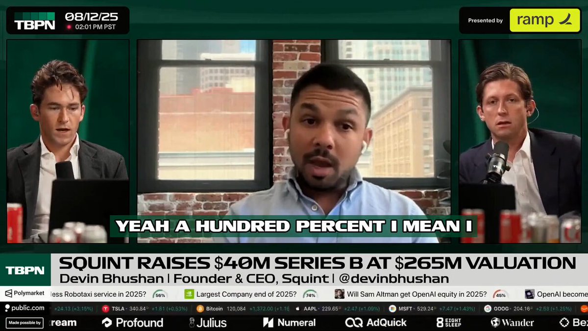 IN NEWS: Squint raises a $40M Series B led by The Westly Group & TCV. Devin Bhushan (Founder & CEO) on integrating humans and automation in manufacturing: "Investment is going into eliminating ergonomically unsafe tasks or highly repetitive tasks." "Where the humans are involved, we're able to double their efficiency. A Fortune 500 CPG company saw their work time reduced by 50% with Squint, doubling throughput with the same number of operators."