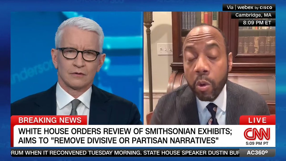 "We have to tell the whole truth... not a sanitized, homogenized, White House white-washed version": Harvard Prof. Rev. & Prof. Cornell William Brooks on the Trump admin. efforts to review the Smithsonian's version of history.