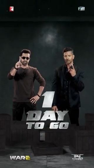 #War2 storms into theatres TOMORROW! #1DayToWar2 Releasing in cinemas worldwide from 14th August in Hindi, Telugu &amp; Tamil. Book your tickets now! | Hrithik Roshan | Jr NTR | Kiara Advani | #AyanMukerji | #YRFSpyUniverse