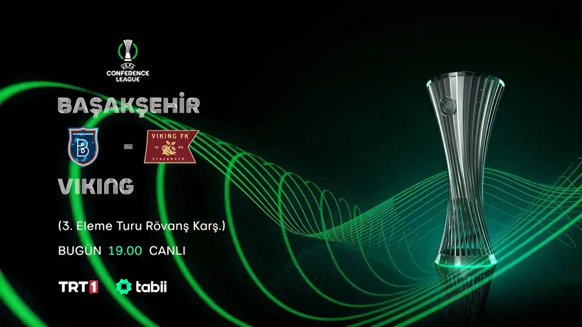🤩 Futbolseverler ekran başına! 🇹🇷 Temsilcimiz Başakşehir'in Avrupa sınavı TRT 1'de. 🏆 UEFA Konferans Ligi - 3. Eleme Turu '2. Maç' 🆚 Rams Başakşehir × Viking 📅 Bugün ⏱️ 19.00 🏟️ Başakşehir Fatih Terim Stadyumu 📺 TRT 1 💻 tabii