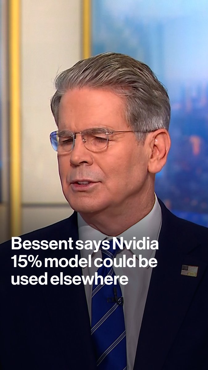 "We do not want the standard to become Chinese across the world, or even in China." US Treasury Secretary Scott Bessent tells Jonathan Ferro and annmarie hordern the agreement for Nvidia to share revenues from sales of its H20 chip in China is a "unique solution" that could be expanded over time