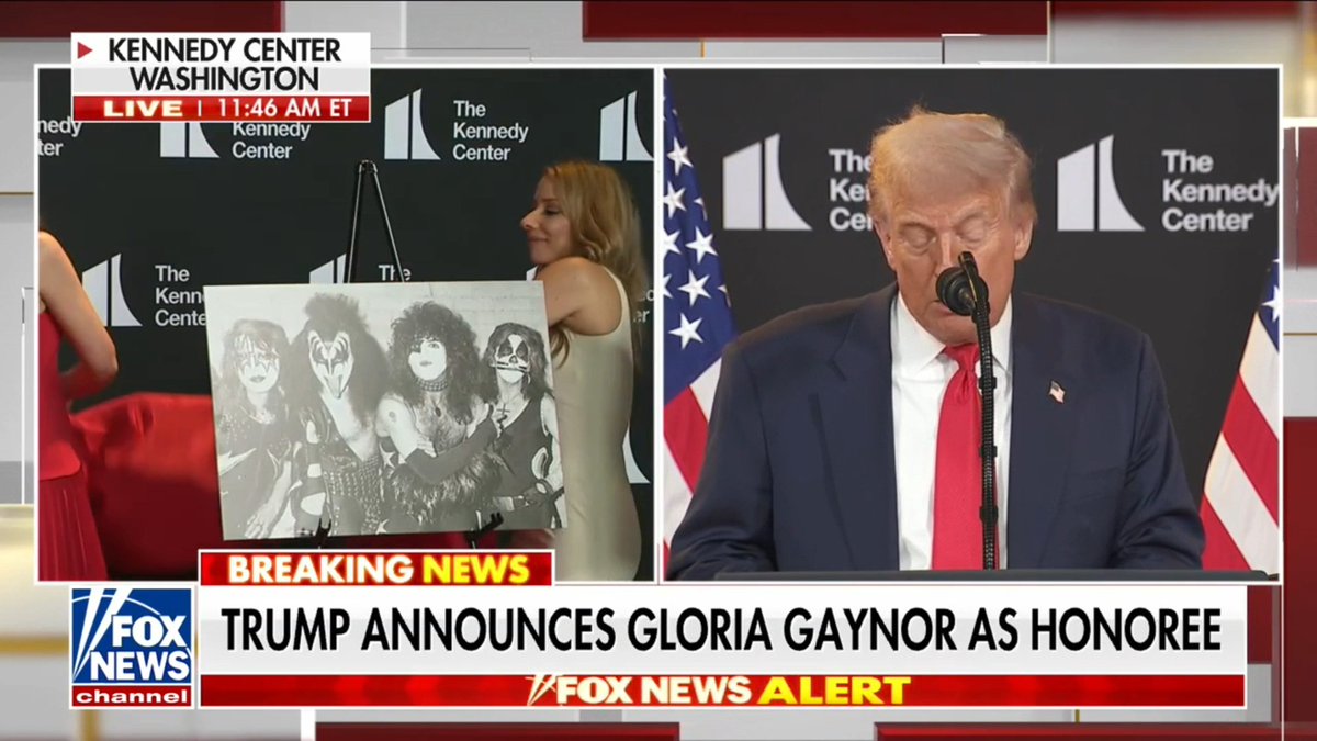 TRUMP honors "one of the greatest rock bands of all time... KISS" "KISS became a global phenomenon ... they made a fortune... and they're great people and they deserve it."