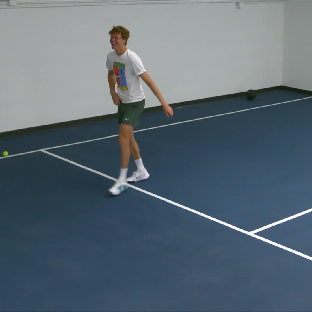 Good times backstage ⚽ Jannik Sinner has energy to burn at #CincyTennis