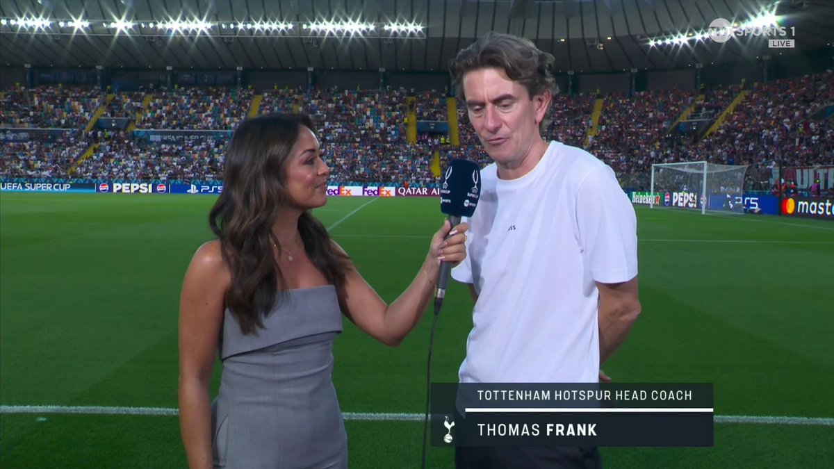 "He's a leader, he's a very experienced player." 💪 Thomas Frank discusses his decision to appoint Cristian Romero as Tottenham's new captain Ⓒ 🎙️ Jules Breach 📺 TNT Sports & discovery+ UK