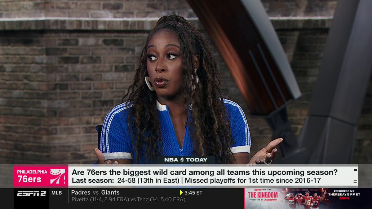 "If I am a betting woman, would I bet on [the 76ers]? Absolutely not. Because we have yet to see it all come together." Chiney Ogwumike shares her thoughts on the Sixers potentially being the biggest wildcard in the NBA 👀