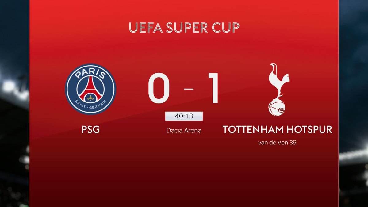 Spurs take the lead against PSG in the Super Cup final! 🏆 Micky van de Ven scores for Thomas Frank's side from a set-piece ⚪
