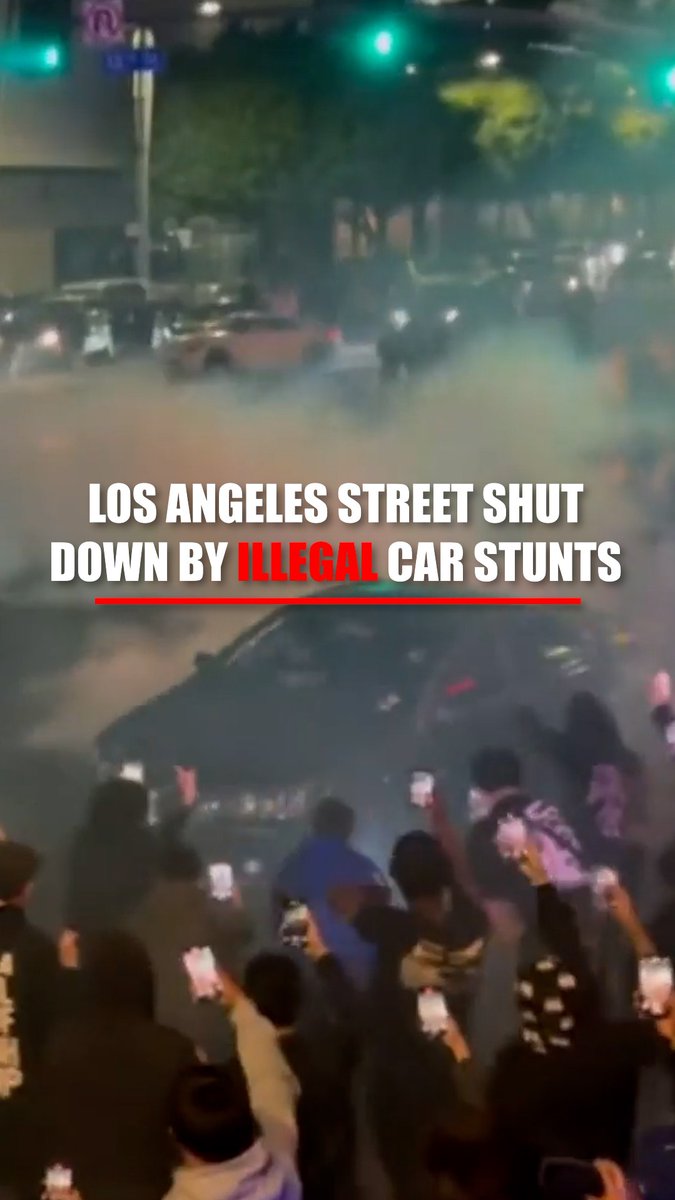 DOWNTOWN TAKEOVER: Chaos erupts in Los Angeles as hundreds block traffic for a late-night sideshow. Fireworks were set off and a local resident fired paintballs at parked cars.
