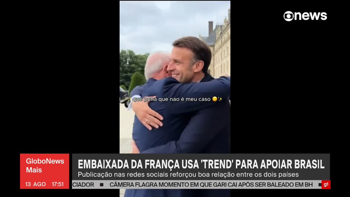Embaixada da França no Brasil entra em nova trend e usa compilado de fotos e vídeos entre Lula e Macron, para ironizar países que não têm um bom relacionamento com os brasileiros. #GloboNewsMais ➡ Assista à #GloboNews: