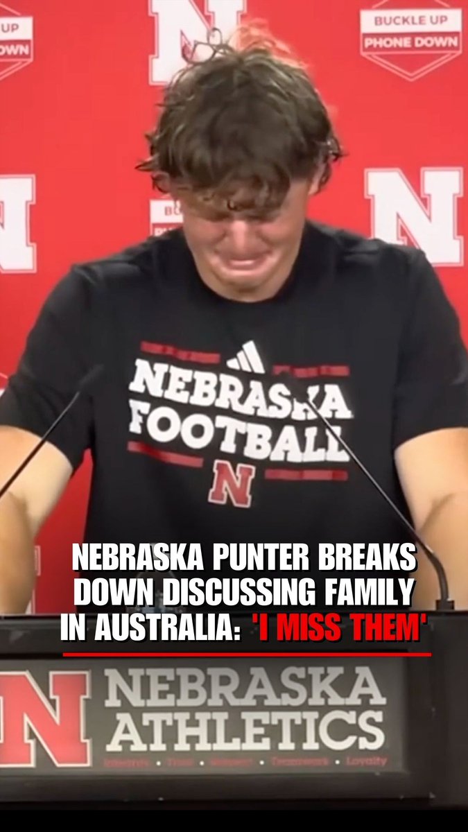 Nebraska punter Archie Wilson fights back tears as he speaks about the heartache of leaving his family in Australia to chase his football dream.