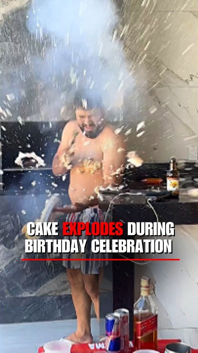WAIT FOR IT: This birthday celebration took an unexpected turn when the cake exploded, sending frosting flying and the birthday boy jumping into the pool.