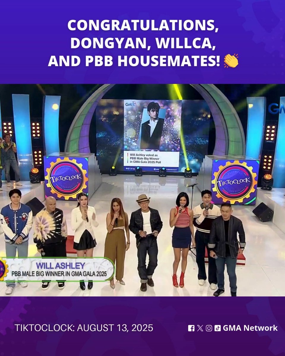 #TiktoClock #Highlights: Congratulations to the GMA Gala 2025 Fan Favorites! 💫 💙 Male Artist – Will Ashley 💖 Female Artist – Bianca De Vera 💑 Couple – Marian Rivera &amp; Dingdong Dantes 👥 Group – PBB Housemates Watch FULL episodes on