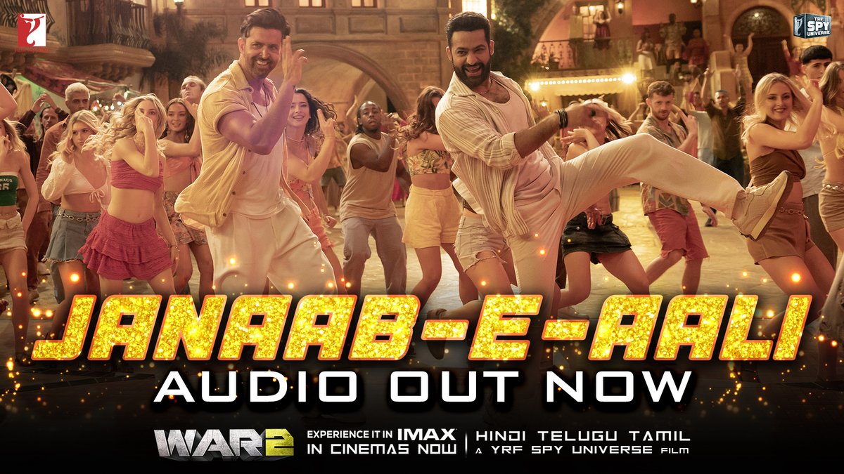 The ultimate dance WAR is HERE! 🕺🕺 #JanaabeAali audio out now! Watch the full song only in theatres! #War2 in cinemas now in Hindi, Telugu and Tamil. Book your tickets today! |