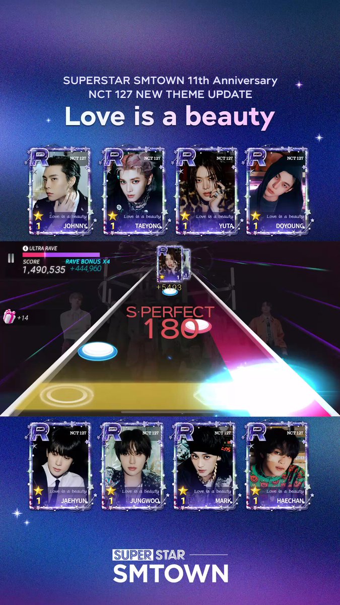 [🎬] 올해로 11주년을 맞이한 SUPERSTAR SMTOWN에서 특별한 한정 테마 카드와 함께 NCT 127 - 별의 시 (Love is a beauty)를 플레이 해 보세요! 🎮 #슈퍼스타에스엠타운 #슈스엠 #SUPERSTARSMTOWN #SSM #SSM_BIRTHDAY_2025 #NCT127 #엔시티127