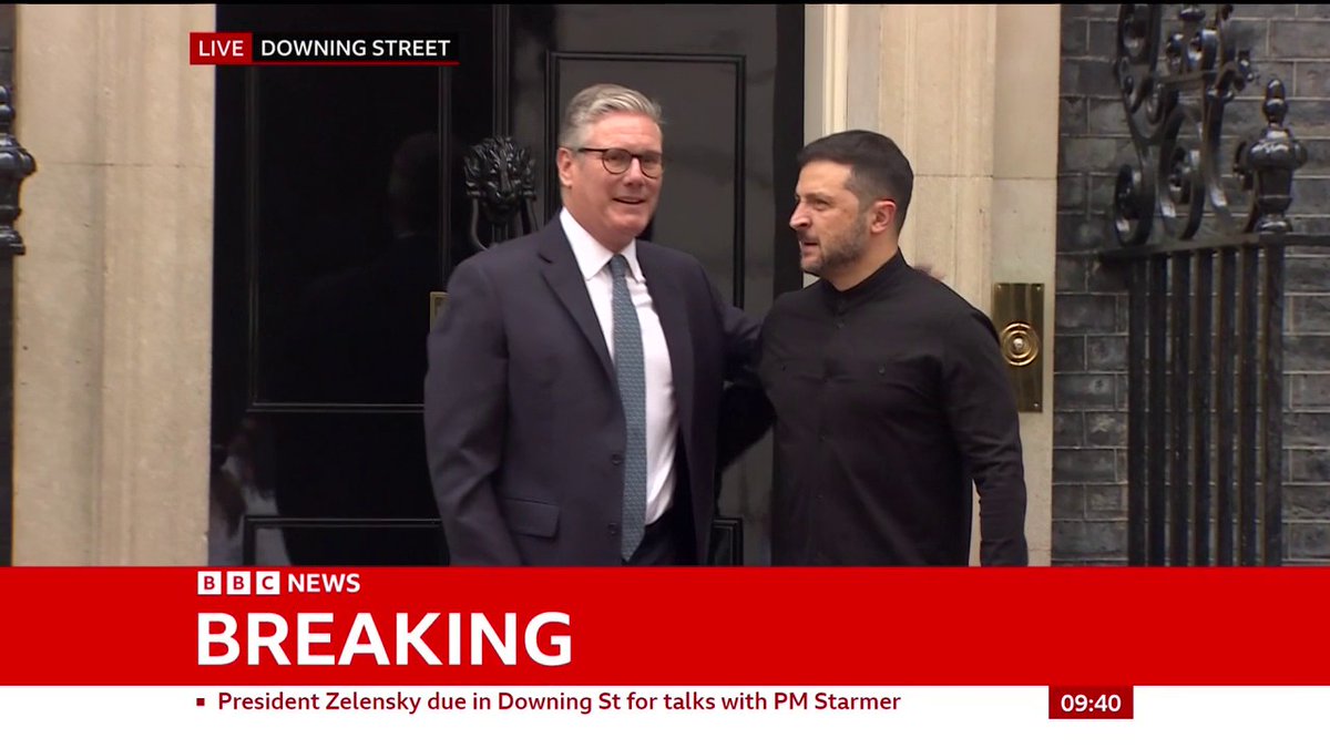 PM Keir Starmer greets Ukraine's President Volodymyr Zelensky at No 10 Follow live: