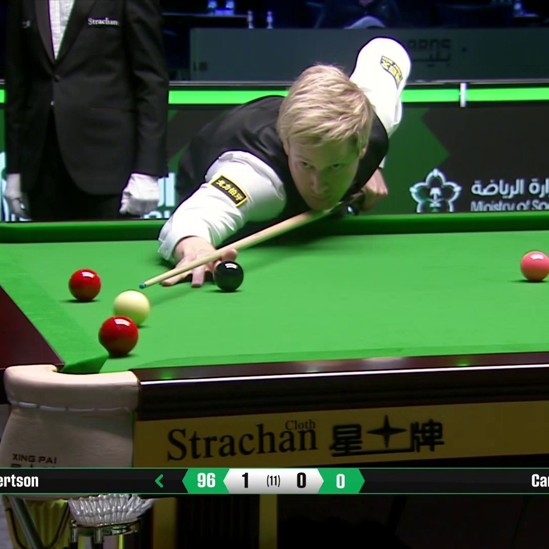 Neil Robertson doubles his lead against Ali Carter with a century clearance in Saudi Arabia! 💯