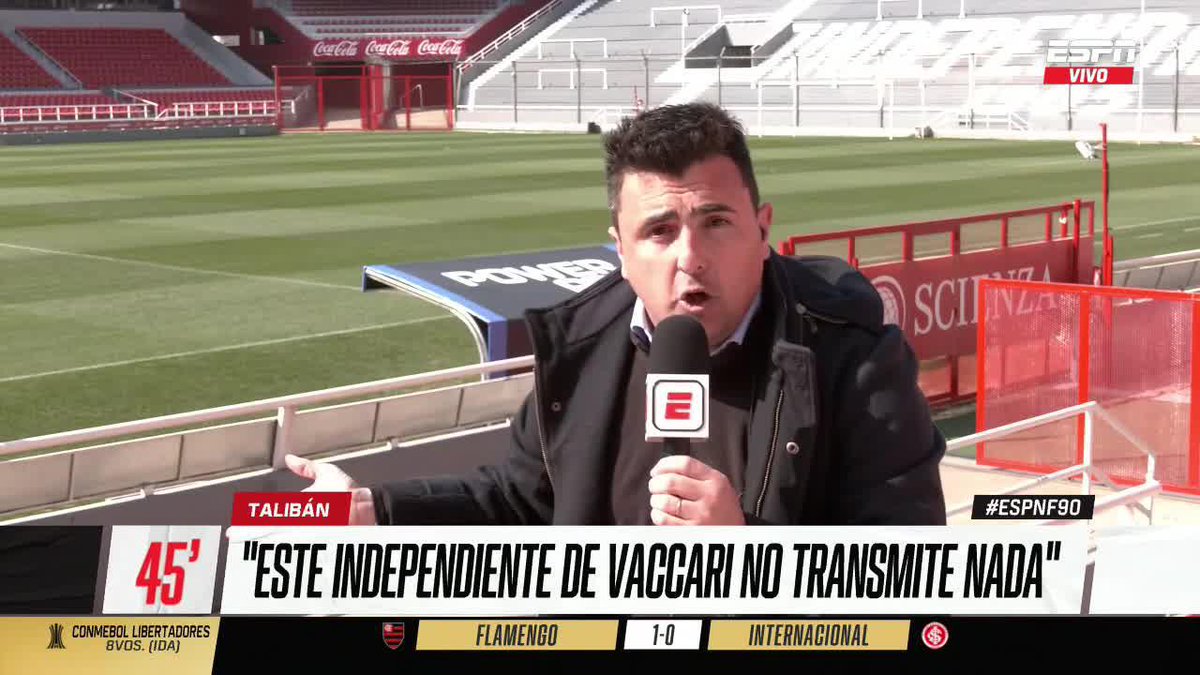 "ESTE INDEPENDIENTE DE VACCARI NO TRANSMITE NADA" El Talibán, muy crítico con el Rojo, tras la derrota 0-1 ante Universidad de Chile por la #Sudamericana. ▶️ Mirá #ESPNF90 en el Plan Premium de #DisneyPlus