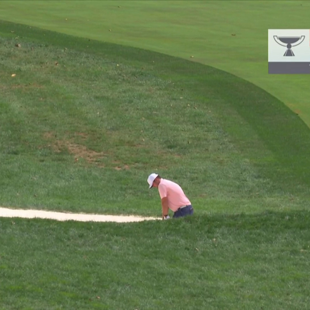 Chris Gotterup from the fairway bunker… GOLF SHOT.