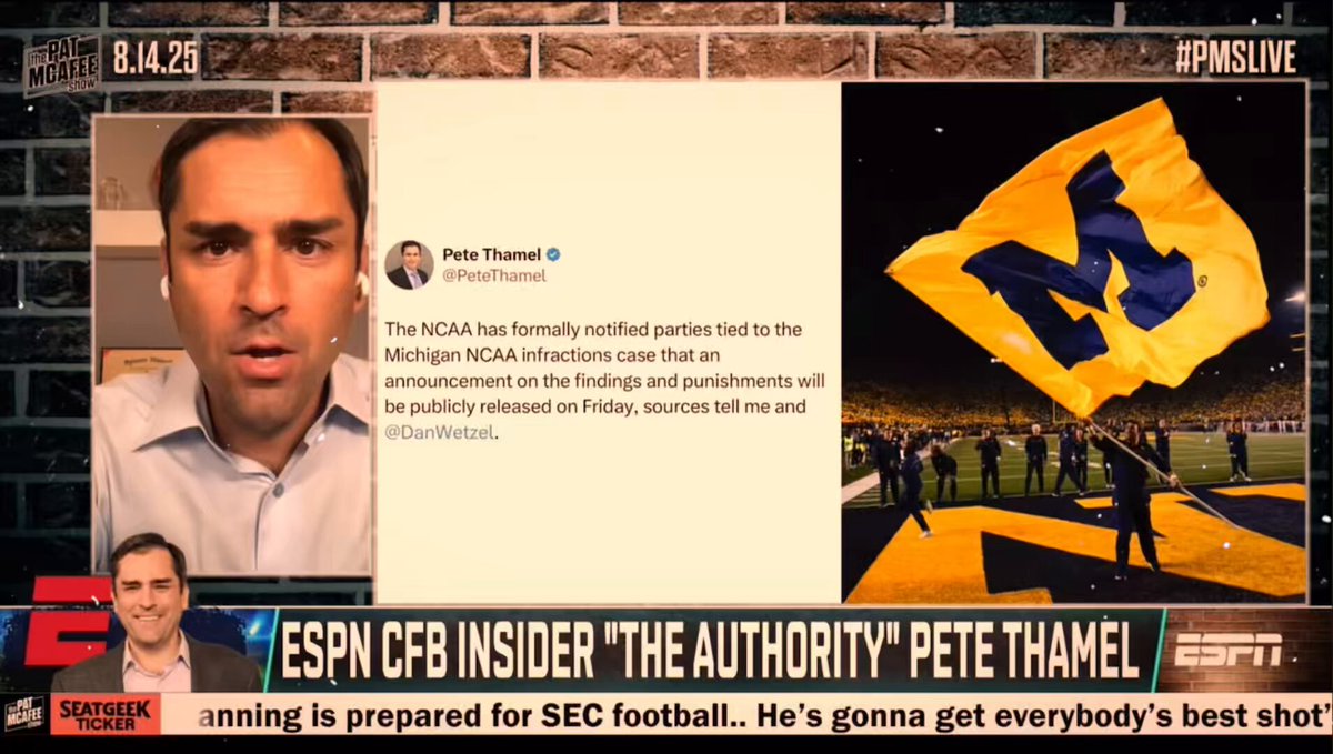 Pete Thamel claims there will be no postseason ban or vacated records #MichiganCheated