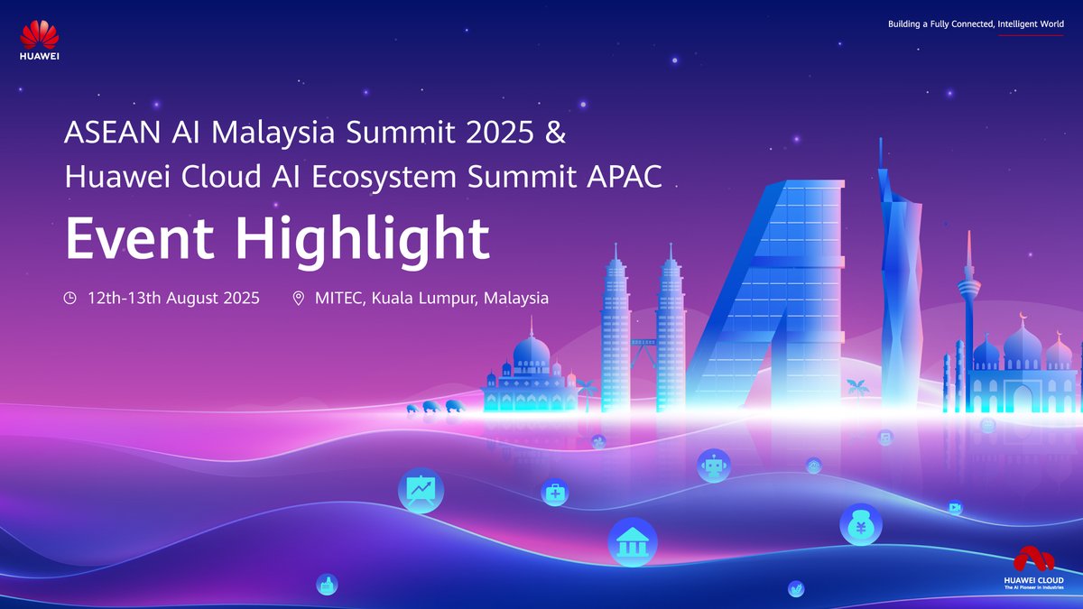 Huawei Cloud AI Ecosystem Summit APAC 2025 and ASEAN AI Malaysia Summit, held at MITEC Malaysia, united regional leaders to shape ASEAN's AI future. Themed Accelerate Intelligence, Ignite Smart ASEAN, the summit united leaders to transform industries & drive growth across ASEAN.