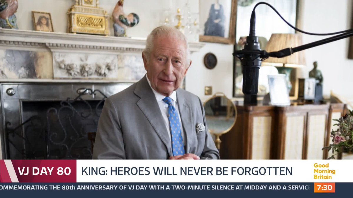 To commemorate the 80th anniversary of VJ Day, Buckingham Palace has just released an audio message from His Majesty,The King. King Charles has vowed that those who fought and died in the Second World War "shall never be forgotten". Here's some of his moving message.
