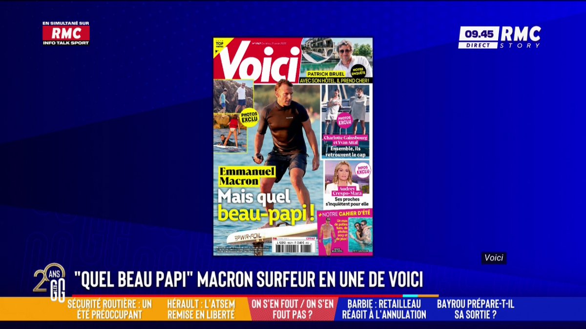 😎 On s’en fout, on ne s’en fout pas - "Quel beau Papi" Macron surfeur en une de Voici Les GG débattent sur le sujet. Et vous, qu'en pensez-vous? #GGRMC