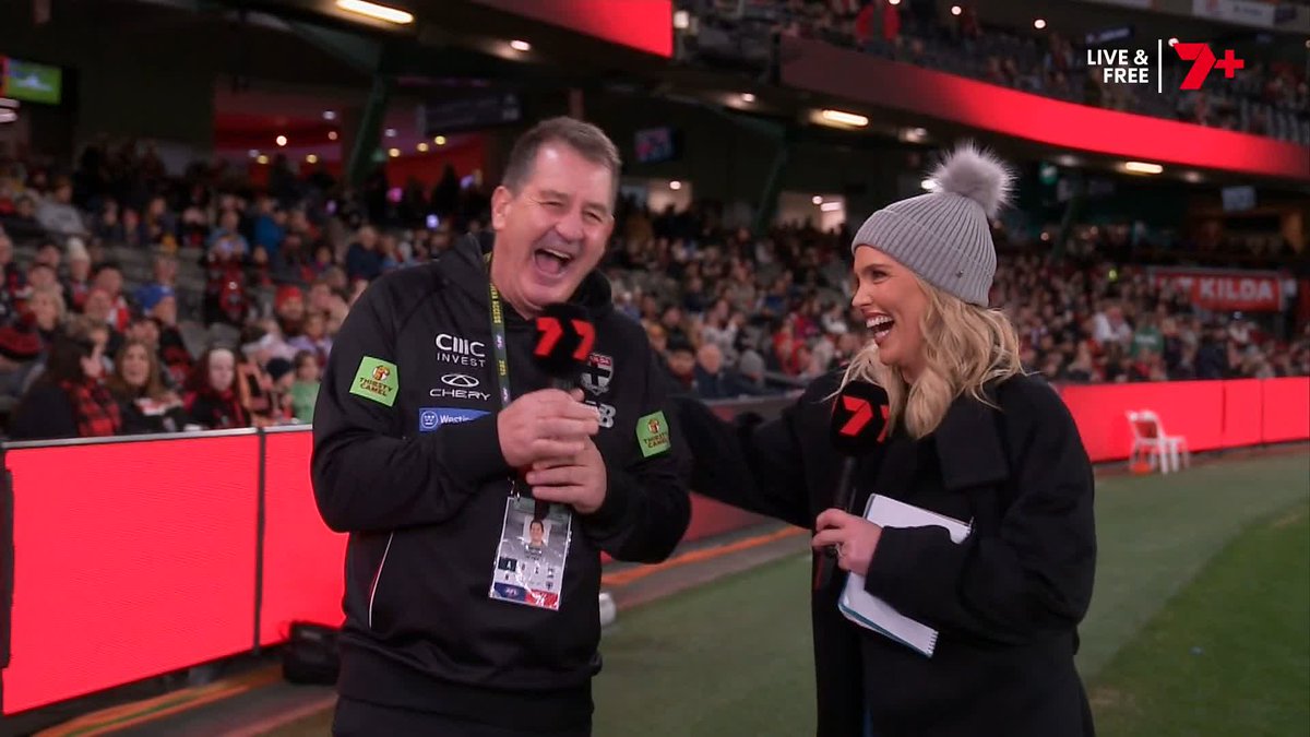 Ross Lyon is in some sort of mood tonight 😂 He chats with Abbey about his most recent tweet (!), his pre-game meal, and what he wants to see from his team #AFLDonsSaints