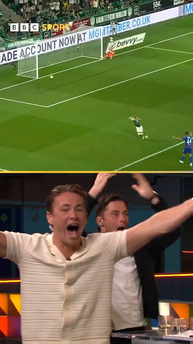 Scott Allan is every Hibs fan watching Kieron Bowie's STUNNING strike 🚀🥳 #BBCFootball