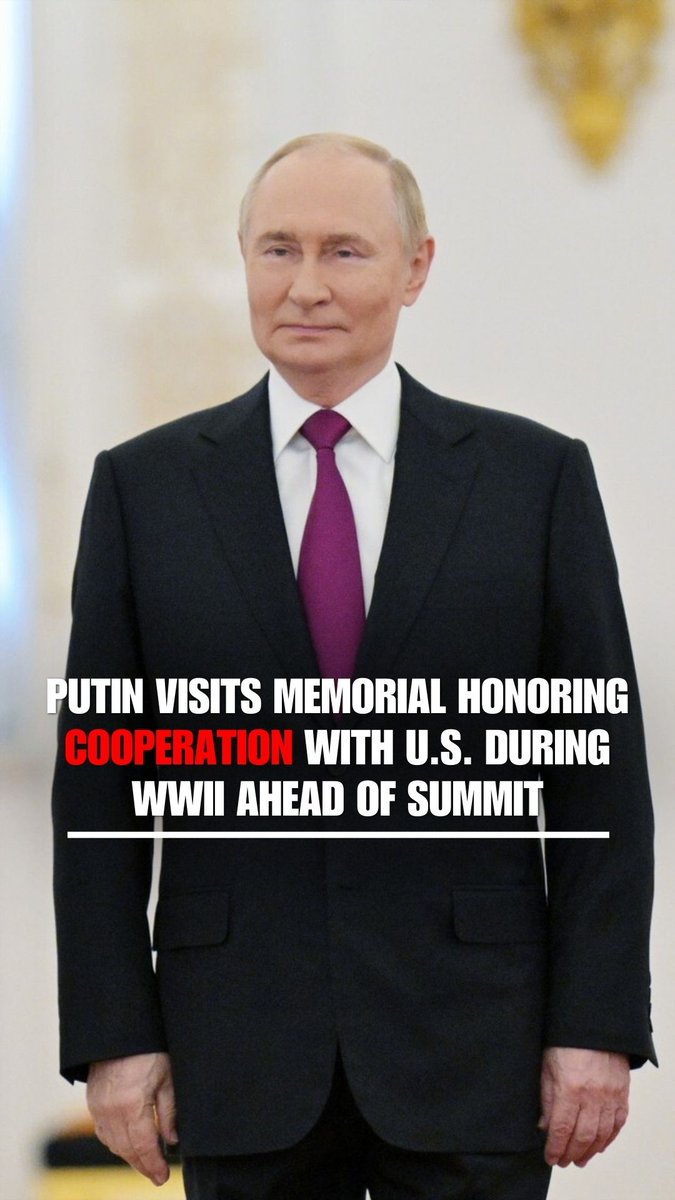 Russian President Vladimir Putin makes a rare public appearance at a monument honoring U.S. cooperation during WWII, just hours before his summit with President Trump.
