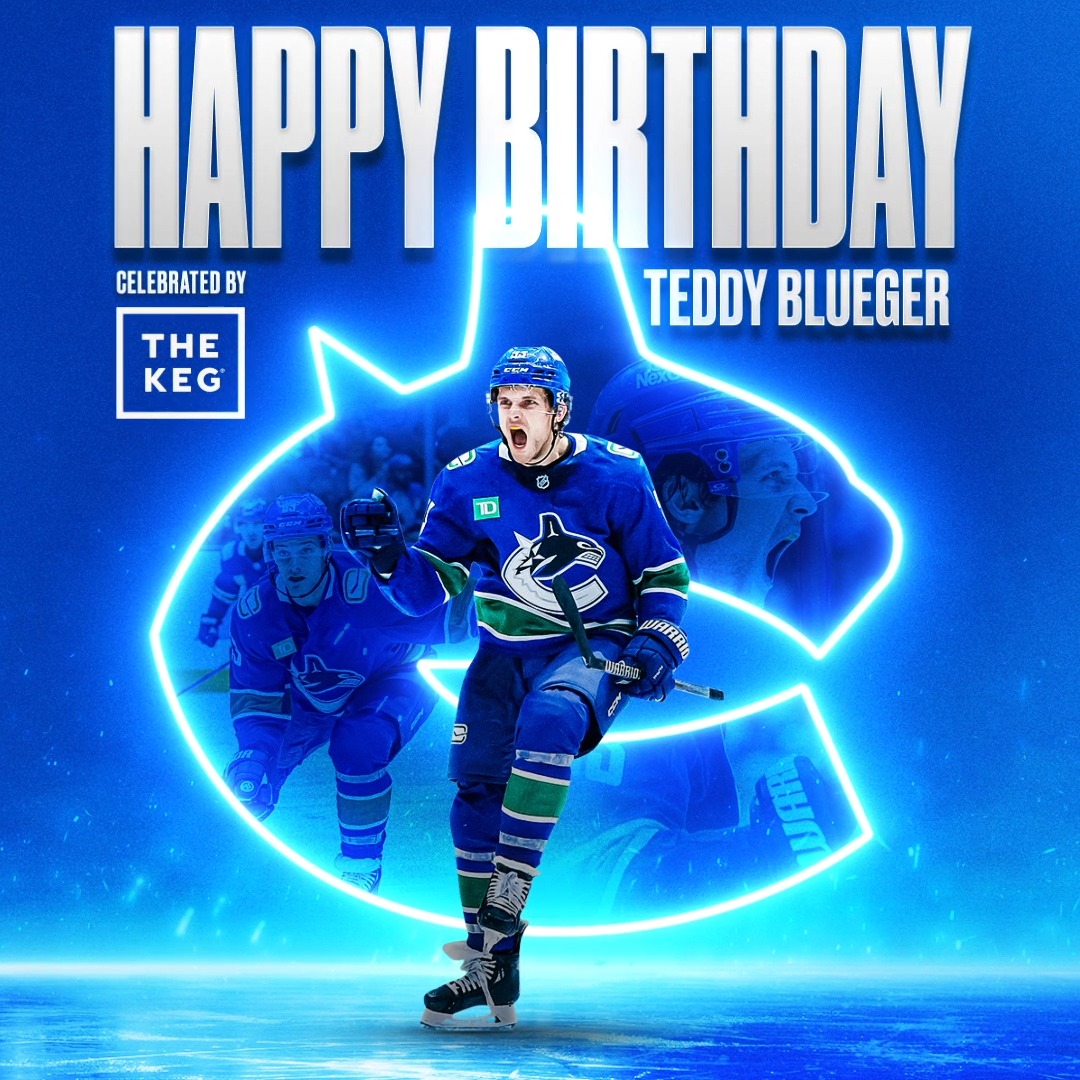 Join us in celebrating Teddy Blueger’s birthday! 🎂 #Canucks | The Keg