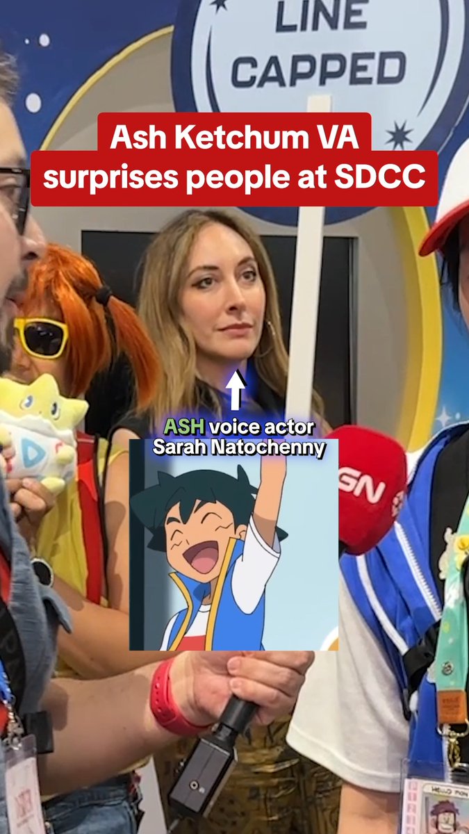 Ash Ketchum voice actor Sarah Natochenny surprises Pokémon cosplayers!