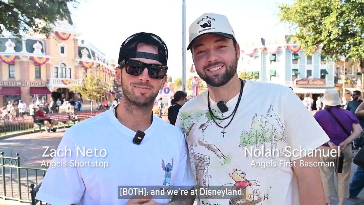 even Mickey Mouse loves a good clubhouse 🏰 Tag along with Zach Neto & Nolan Schanuel during their trip to Disneyland Resort! #RepTheHalo x #PlayersWeekend