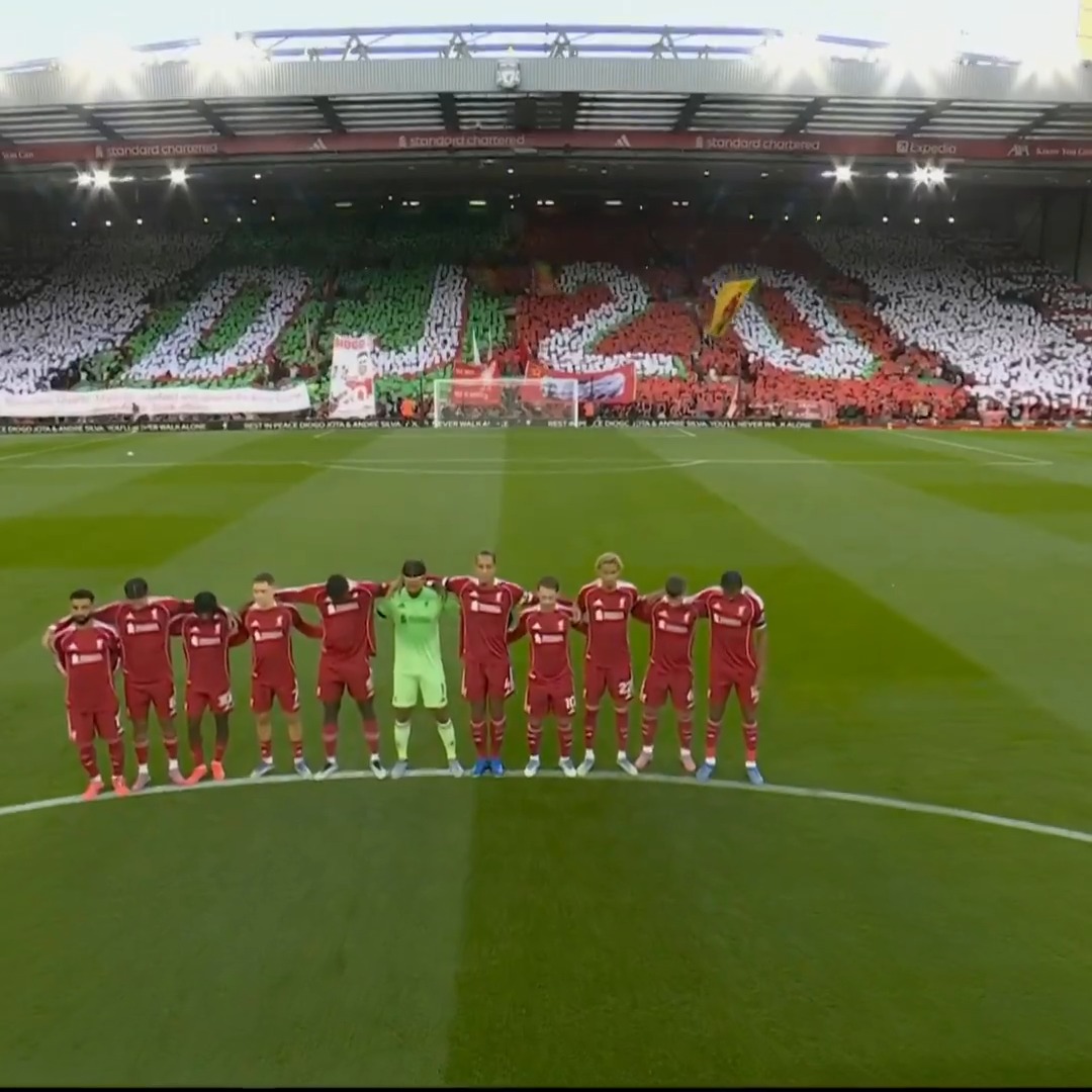 Anfield observes an emotional moment of silence honoring their forever No. 20, Diogo Jota.