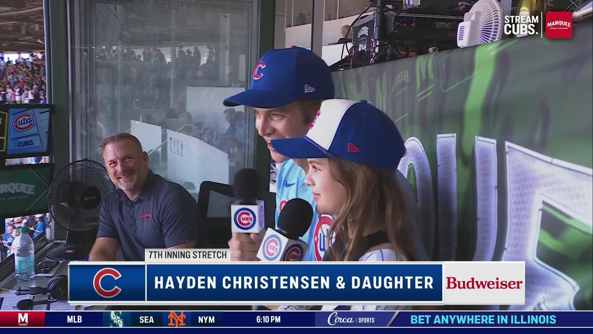 A jet from the Chicago Air &amp; Sea Show just shook Wrigley Field right as Hayden Christensen started Take Me Out to the Ballgame 😂😂😂
