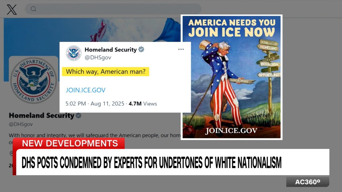 Some recent social media posts by the Department of Homeland Security have extremism experts sounding the alarm that they have undertones of white nationalism. Former DHS official Juliette Kayyem and former FBI agent Asha Rangappa discuss their concerns.