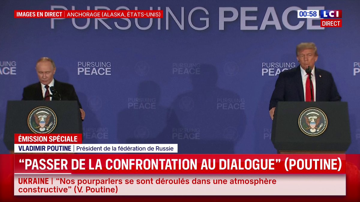 🔴 Conférence de presse : Trump-Poutine en Alaska 🗣️ « Nous voulons que ce règlement du conflit ukrainien soit durable. Nous sommes prêts à assurer la sécurité de l'Ukraine », déclare Vladimir Poutine