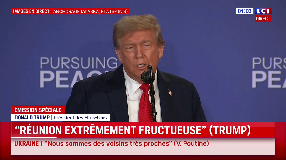🔴 « Il n'y a pas d'accord » annonce Donald Trump après son échange avec Vladimir Poutine en Alaska