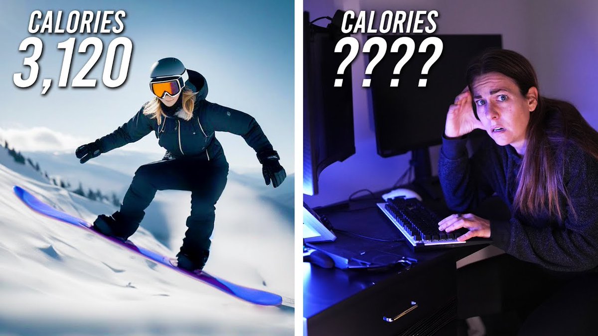 Calories burned snowboarding vs. desk job 🏂