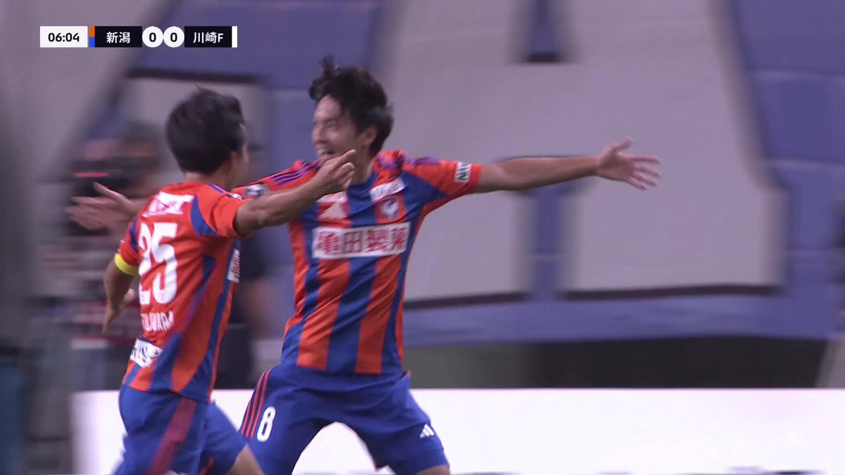 流れるような攻撃から白井永地の加入後初ゴール✨️ 🎦 ゴール動画 🏆 明治安田J1リーグ 第26節 🆚 新潟vs川崎F 🔢 1-0 ⌚️ 7分 ⚽️ 白井 永地(新潟) #Jリーグ